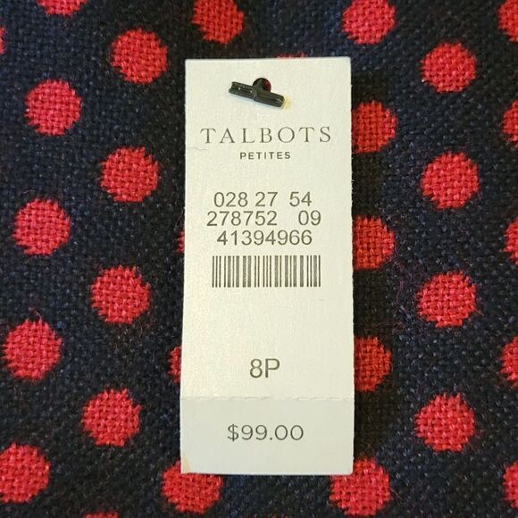 Talbots Black & Red Polka-dot Wool Blend Lined Skirt Size 8 Petite - Picture 7 of 8